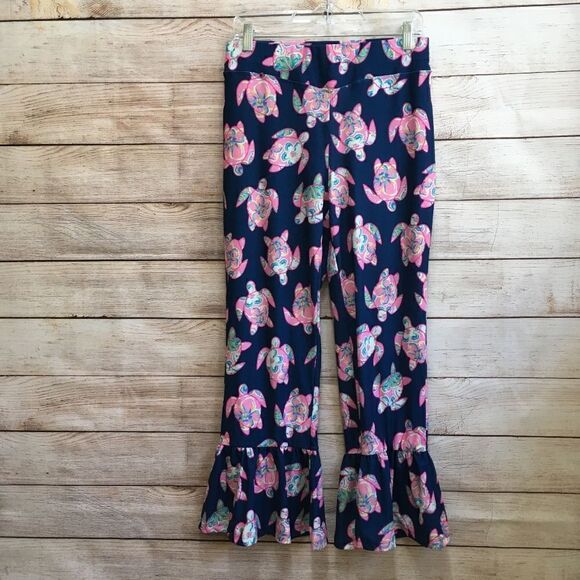 SIMPLY SOUTHERN RUFFLE PANTS IN TURTLE PRINT - Picture 1 of 5